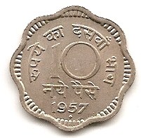  Indien 10 Paise 1957 #411   