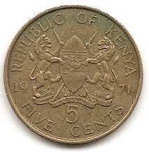  Kenia 5 Cents 1971 #422   