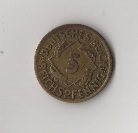  Weimarer Republik 5 Reichspfennig 1924 -D- (2) J. 316 ss-vz   