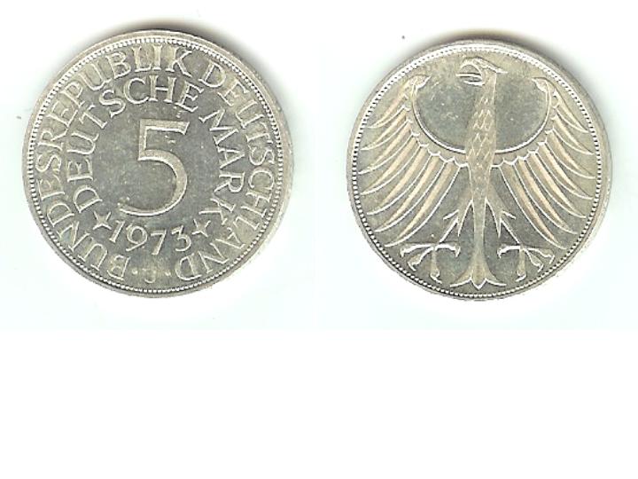 5 Mark Silberadler 1973 J Jaeger 387 XL Bild (Silber 7 gramm fein)