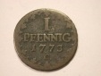 12032  Sachsen Königreich  1 Pfennig 1773 in s-ss