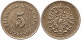 0029 Kaiserreich 5 Pfennig 1876 C besser als  sehr  schön