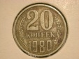 13001  UDSSR/Russland  20 Kopeken von 1980 in sehr schön