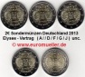5x 2 Euro Sondermünze 2013...Elysee-Vertrag...A/D/F/G/J