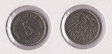 Kaiserreich 5 Pfennig 1908 -G- vz+/Unc. ** Jaeger 12.