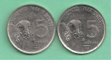 Brazil - zwei Münzen 5 Centavos 1975 - F.A.O