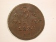 15105 Rostock 3 Pfennig 1824 AS in ss  Orginalbilder