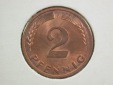 15110 BRD 2 Pfennig 1968 F in ST !!  Orginalbilder