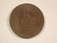 15007 Preussen 1 Pfennig 1853 A in f.ST !! Orginalbilder