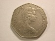 A106 Großbritannien  50 Pence 1969 in ss (VF)  Orginalbilder