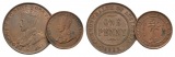 Australien, 2 Kleinmünzen (1935/1929)
