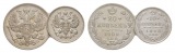 Russland, 2 Kleinmünzen (20/10 Kopeken 1909/1912)