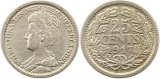 7213 Niederlande 25 Cent 1917 Silber sehr schön