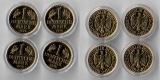 Deutschland  4x 1 DM Kursmünzen vergoldet  1975 JDFG  FM-Fran...