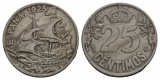 Schifffahrtsmünze; Spanien 1925; 25 Cents; Cu-Ni, 7,12 g, Ø ...