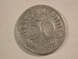 B15 3.Reich 50 Pfennig Alu  1935 F in sehr schön Originalbilder