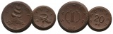 Sachsen, 2 Porzellanmünzen1921