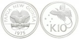 Papua New Guinea, 10 Kina 1975; Ag pp, 41,56 g