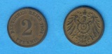 Kaiserreich 2 Pfennig 1908 D