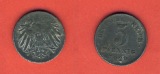 Kaiserreich 5 Pfennig 1920 D Eisen