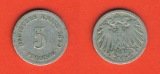 Kaiserreich 5 Pfennig 1890 J