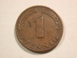 B46 BRD  1 Pfennig 1948 F in ss   Originalbilder
