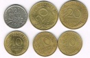 Frankreich 6 Klein Münzen 1/2 Franc, 2 x 20 Centime, 3 x 10 C...