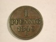 B25 Hannover 1 Pfennig 1849 A in vz+  Originalbilder