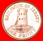 √ GROSSBRITANNIEN: JERSEY ★ 1 PENNY 1994 TURM STEMPELGLANZ!