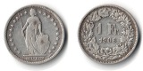 Schweiz  1 Franken  1906  FM-Frankfurt Feingewicht: 4,18g Silb...