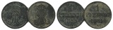 Altdeutschland, 2 Kleinmünzen (1855/1851)