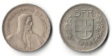 Schweiz  5 Franken  1953  FM-Frankfurt   Feinsilber: 12,53g