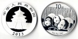 China  10 Yuan  2013  Three Pandas drinking water  FM-Frankfur...