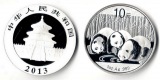 China  10 Yuan  2013  Three Pandas drinking water  FM-Frankfur...