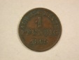 C07 Hessen Darmstadt 1 Pfennig 1865 in f.ss  Originalbilder