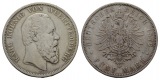 Linnartz KAISERREICH Württemberg Karl 5 Mark 1876 F kl.Rdf. ss