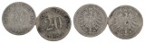 Kaiserreich, 20 Pfennig, 2 Kleinmünzen