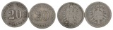 Kaiserreich, 20 Pfennig, 2 Kleinmünzen