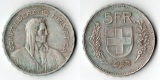 Schweiz  5 Franken  1933  FM-Frankfurt   Feinsilber: 12,53g