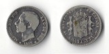 Spanien  1 Peseta  1882   Alfonso XIII     FM-Frankfurt    Fei...