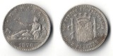 Spanien  2 Pesetas  1870  FM-Frankfurt Feinsilber: 8,35g