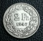 2 Franken Schweiz 1947 B Helvetia Silber XXL Bilder