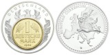 Inlay-Präg.Deutschland-1DM, Cu versilbert mit vergoldetem Inl...