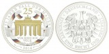 25 Jahre Fall der Mauer, Medaille 2014, versilbert, Ø 30 mm