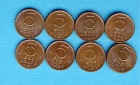 Norwegen 8x 5 Öre 1973,74,75,76,77,78,79,1980 Top