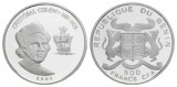 500 Francs 2005 Benin, Silbergedenkmünze Kolumbus mit Segelsc...