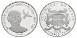 500 Francs 2005 Benin, Silbergedenkmünze Gandhi, PP; 7 g; Ø ...