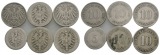 Kaiserreich, 10 Pfennig und 5 Pfennig (6 Kleinmünzen)
