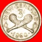 + WAFFE (1955-1965): NEUSEELAND ★ 3 PENCE 1960 GEKLEIDETE K...