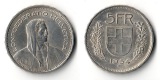 Schweiz  5 Franken  1954  FM-Frankfurt Feinsilber: 12,52g